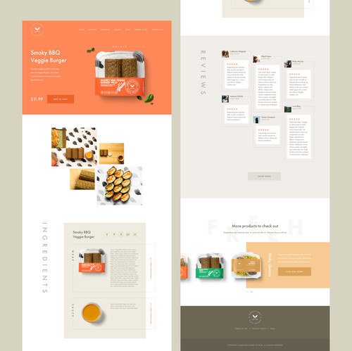 Sketch website with the title 'Bold website for vegan kitchen website'