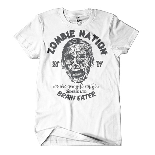 Zombie t-shirt with the title 'T-shirt + Vintage + Zombies = [Your design here]?'