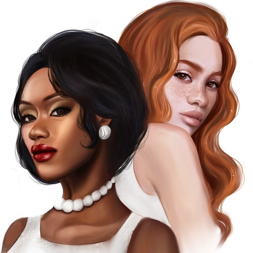 Beauty illustration with the title 'Character’s design for the book cover'