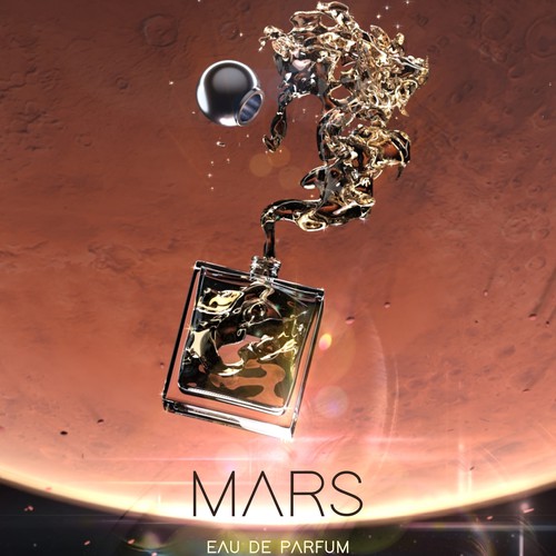 Glamorous design with the title 'Mars eau de parfum'