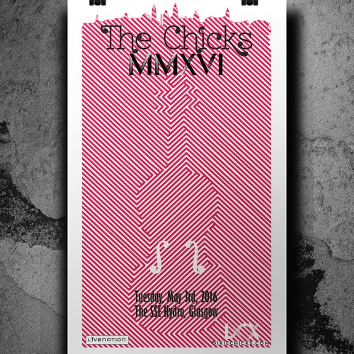 Optical illusion design with the title 'Dixie Chicks Poster Design'