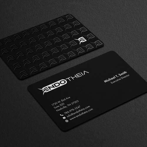 Spot UV design with the title 'Business Card Design For A Medical Device Startup'