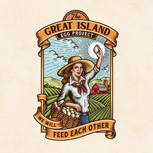 Farm logo with the title 'THE GREAT ISLAND EGG PROJECT'