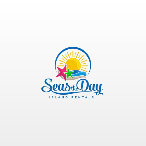 Sand design with the title 'Create a Trendy, captivating logo where you can feel the ocean breeze and sun rays -'