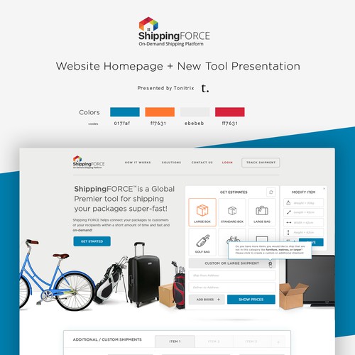 Clean website with the title 'Shipping FORCE Full Homepage + Tools'