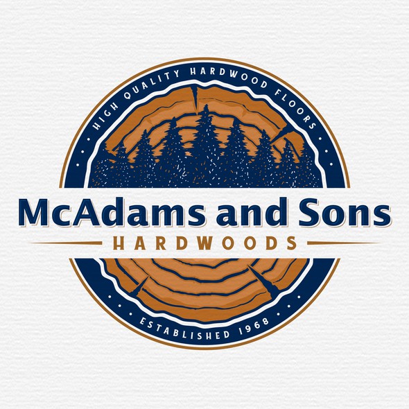 木圈标志，标题为“m&s HARDWOODS”