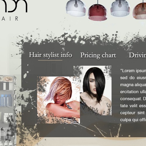Stylish website with the title 'Design for hair stylist webpage'