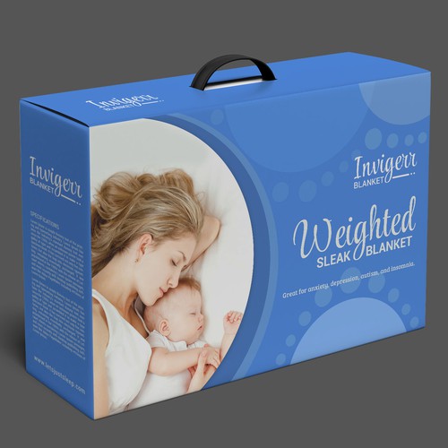 Professional packaging with the title 'Packing Design For Weighted Blanket'