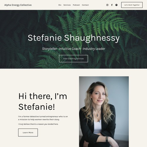Speaker design with the title 'Professional Site for Intuitive Coach & Industry Leader'