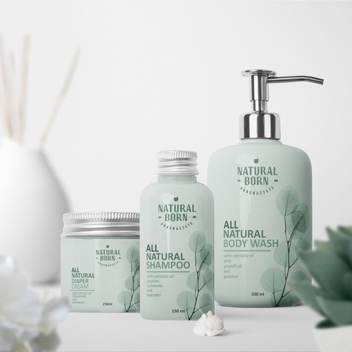 Mockup packaging with the title 'cosmetic line design'