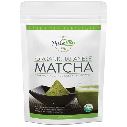 Tea packaging with the title 'Pure Tea'