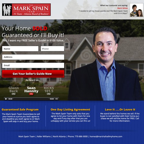Call to action design with the title 'Marshall Realty Landing Page'