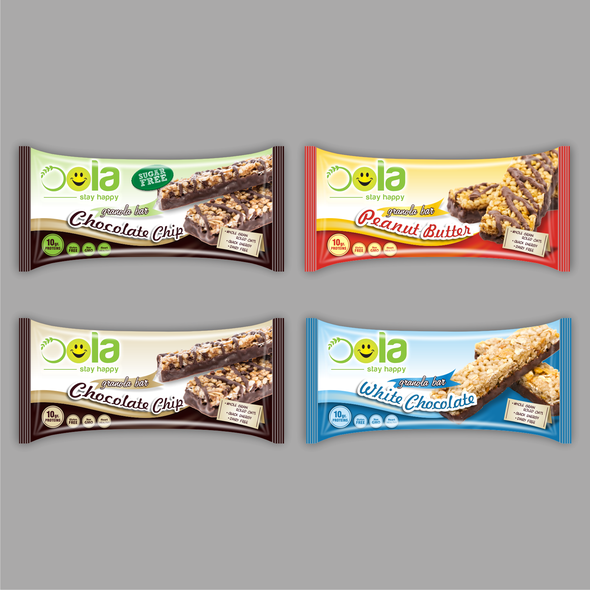 Wrapper packaging with the title 'OOLA - PROTEIN BAR WRAPPERS DESIGN'