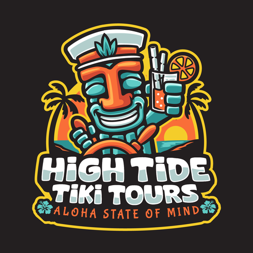 Cocktail design with the title 'High Tide Tiki Tours logo'