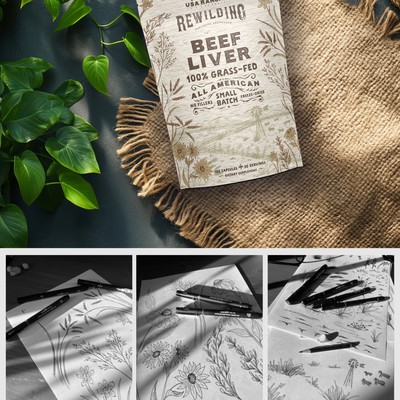 Rustic Pouch Design for a beef liver supplement