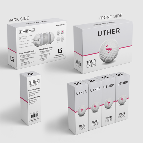 Elegant design with the title 'Uther Golf Ball Packaging'