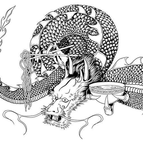 Mural design with the title 'Dragon Restaurant'