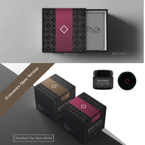 Luxury packaging with the title 'Parfume packing design for patio'