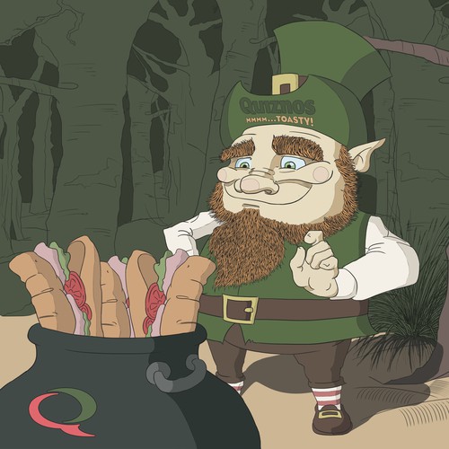 Forest artwork with the title 'Custom Illustration for Quiznos Calendar '