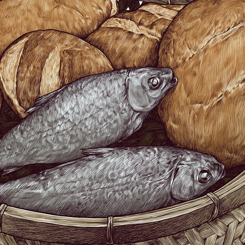 Artwork with the title 'JOHN 6:9'