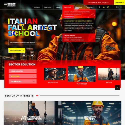 Black website with the title 'WEB GRAPHIC DESIGN PROPOSAL FOR AND ITALIAN COMPANY'