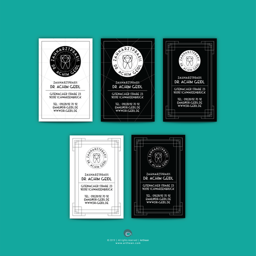 Art Deco design with the title 'Logo + business card design for a dental office based in Germany'