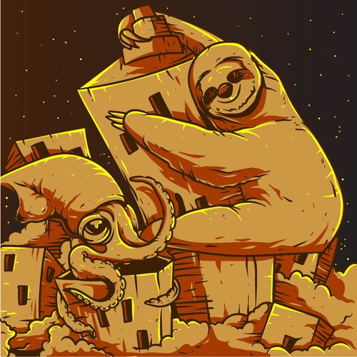 Mural artwork with the title 'Solth and squid mural design'