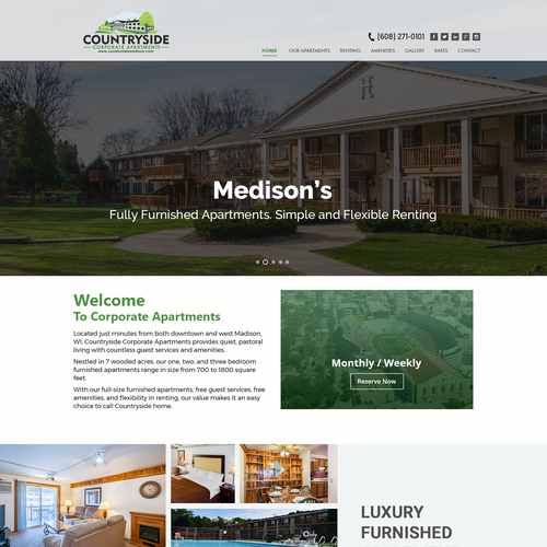 Travel website with the title 'Countryside webpage design concepts'