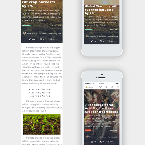 Article design with the title 'Article Design - Responsive Layout'