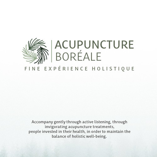 Tree brand with the title 'ACUPUNCTURE BORÉALE'
