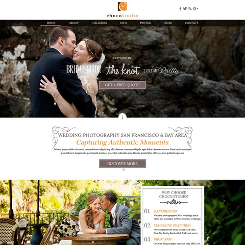 Big image website with the title 'Website Design for San Francisco Wedding Photographers'