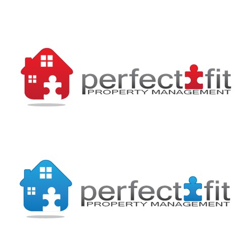 Puzzle logo with the title 'Perfect Fit Property Management Needs A LOGO'