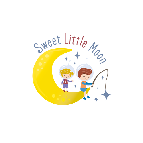 Cheerful design with the title 'Sweet Little Moon'