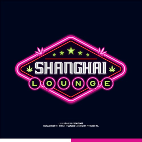Neon logo with the title 'Shanghai Lounge'