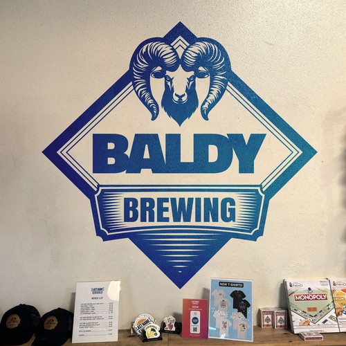 Bar design with the title 'Brewery Rebranding - Baldy Brewing Logo'
