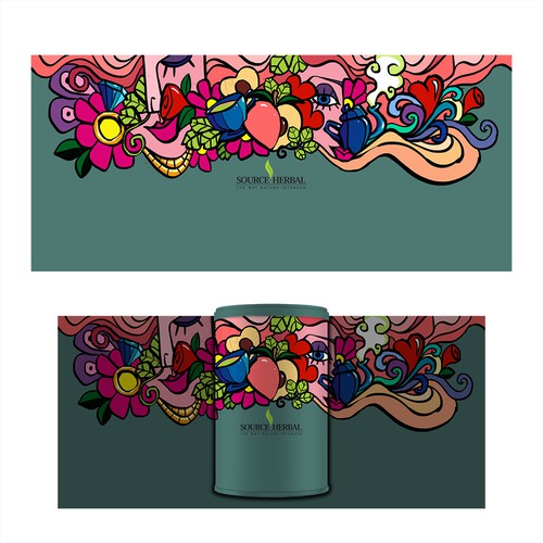 Herbal label with the title 'Mortea label illustration'