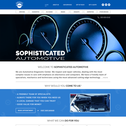 Sleek website with the title 'Vehicle diagnostic centre website'