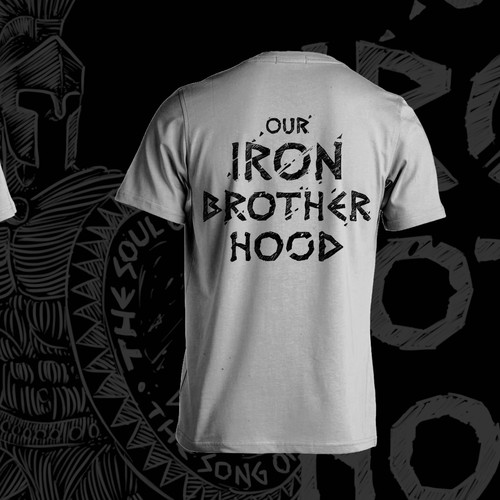 Line art t-shirt with the title 'Our Iron Brotherhood'