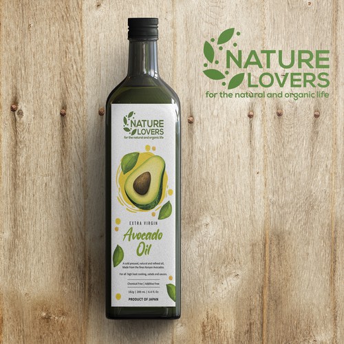 Organic food label with the title 'Oil label design'