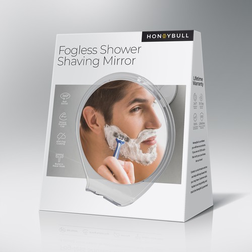 Mirror design with the title 'Fogless Shower Shaving Mirror'