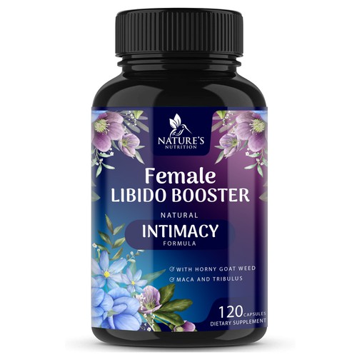 Supplement label with the title 'Female Libido Booster Supplement'