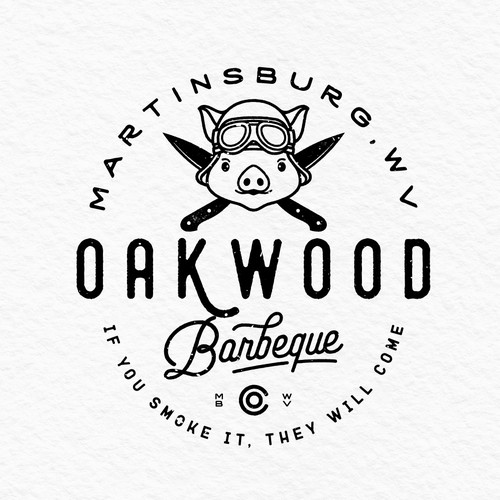 BBQ chicken logo with the title 'oakwood bbq'