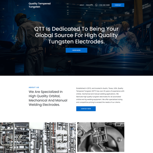 Industrial website with the title 'Website for Welding Electrodes Manufacturer'