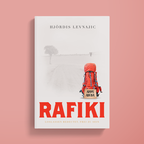 Travel book cover with the title 'Book cover for Rafiki — Travel memoir.'