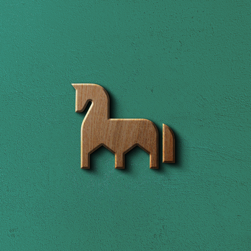 Negative space logo with the title 'horse house'