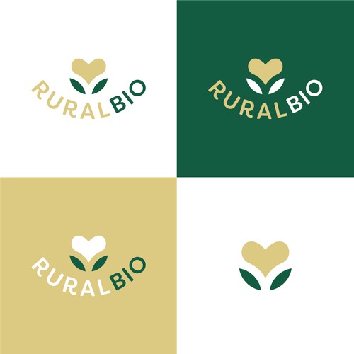 Flower heart logo with the title 'Creative logo concept for a Portuguese business producing dried fruits and fruit wines'