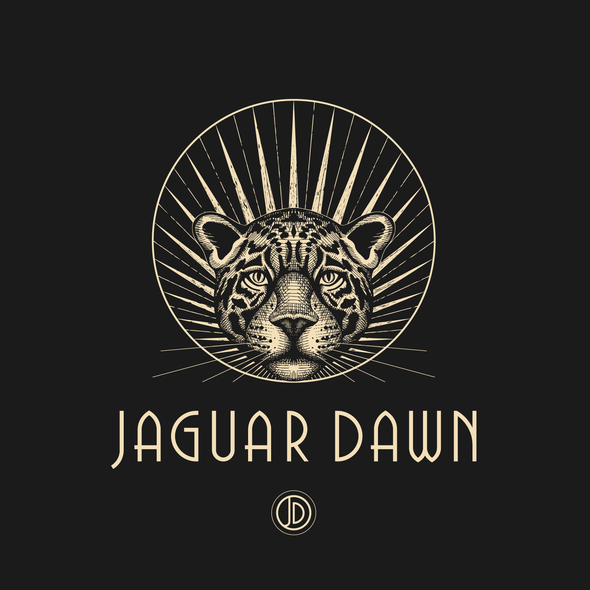 Jaguar logo with the title 'Logo design for Jaguar Dawn - dark glam accessories company.'