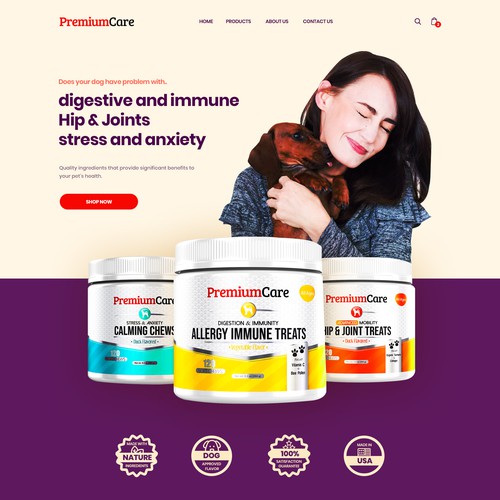 Supplement website with the title 'Premium Care'