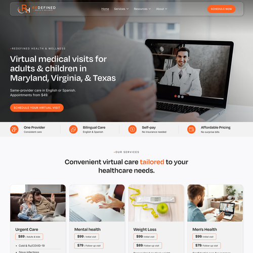Design with the title 'Redefined Health & Wellness Telemedicine'