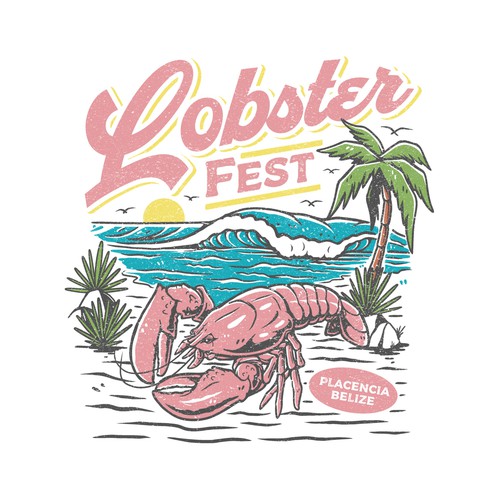 Wave t-shirt with the title 'lobster design vintage'